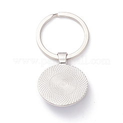 プライドスタイルのガラスキーホルダー  プラチナメッキ合金パーツ  フラットラウンド  男女のシンボル  6.2cm&nbsp;LS-KEYC-F033-01D