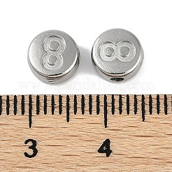 変色防止304ステンレススチールビーズ  番号付きのフラットラウンド8  ステンレス鋼色  7x3.8mm  穴：1.8mm&nbsp;STAS-L082-018P-09