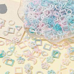 100g スプレーペイント ABS プラスチック カボション  スター＆スクエア＆リング＆ハート＆蝶結び  ブルー  10~15x10~18.5x2~3mm&nbsp;KY-CJ0001-67