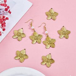 304ステンレススチールペンダント10個  花のチャーム  ゴールドカラー  31.5x30x3mm  穴：1.8mm&nbsp;STAS-SZ0003-53A