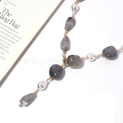 Alloy Resin Imitation Pearl Nuggets Lariat Necklaces for Women&nbsp;WG2BD40-01