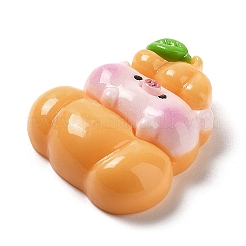 豚をテーマにした不透明樹脂カボション  ジュエリー作り用のかわいいブタの食べ物カボション  カボチャ  オレンジ  25.5x22.5x8mm&nbsp;RESI-I057-A07