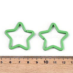スプレー塗装された鉄のキーチェーンの留め金  星形  オリーブドラブ  35x35x3mm  内径：28~29mm&nbsp;IFIN-WH0063-14D