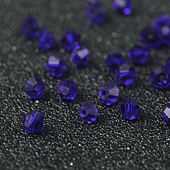 多面カットダブルコーンイミテーションクリスタルガラスビーズ  藤紫色  直径約4mm  厚さ3.5mm  穴：1mm&nbsp;X-G22QS072