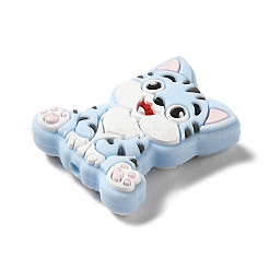 猫用シリコンフォーカルビーズ  DIYの看護ネックレス用  ライトブルー  30x24x9.5mm  穴：2mm&nbsp;SIL-B069-01E