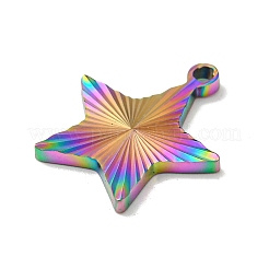 イオンプレーティング（IP）304ステンレスペンダント  星のチャーム  虹色  20x18x1.8mm  穴：1.8mm&nbsp;STAS-D025-04M-02