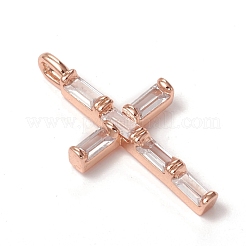 真鍮マイクロパヴェクリアキュービックジルコニアペンダント  長持ちメッキ  クロス  ミックスカラー  24x12.5x3mm  穴：3x2mm&nbsp;KK-I668-22