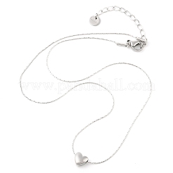 変色しない304ステンレススチール製ボストンリンクチェーンハートペンダントネックレス（女性用）  ステンレス鋼色  16.14インチ（41cm）&nbsp;NJEW-Z046-01P