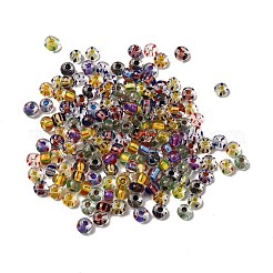 透明なストライプのガラスシードビーズ  ラウンド  ミックスカラー  3.5~4x2~2.5mm  穴：0.9~1mm  約140~160個/袋&nbsp;GLAA-NH0001-06A