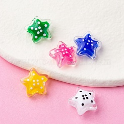 5個5色ガラスビーズ  水玉模様で  スター  ミックスカラー  12~13x12~13x6~6.5mm  穴：0.9~1mm  1pc /カラー&nbsp;LAMP-YW0001-11