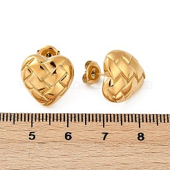 304ステンレススチールテクスチャスタッドピアス  イオンプレーティング（ip）  14KGP本金メッキ  ハート  15x15mm&nbsp;EJEW-G423-28B-G