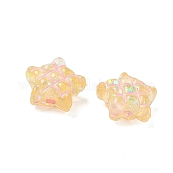 半透明の樹脂ビーズ  ホログラフィックビーズ  タータン模様の星  エナメル  オレンジ  14.5x16x8mm  穴：2mm&nbsp;RESI-D312-01A-01