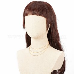 ラウンドプラスチックパールビーズトリプルレイヤーネックレス  女性用真鍮チェーンネックレス  ゴールドカラー  14.96インチ（38cm）&nbsp;NJEW-JN03833