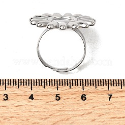 調整可能な304ステンレス鋼オープンカフリング部品  ベゼルカップリングのセッティング  花  変色しない  ステンレス鋼色  トレイ：8mm  内径：18mm  花：25.5mm&nbsp;STAS-P403-01E-P