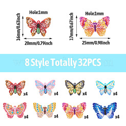 32Pcs 8 Styles Spray Painted 430 Stainless Steel Filigree Pendants&nbsp;STAS-TA0002-23