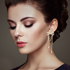 2 Pairs 2 Style Crystal Rhinestone Bowknot Dangle Stud Earrings&nbsp;EJEW-AN0002-31