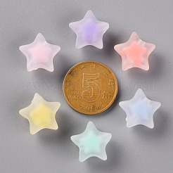 透明なアクリルビーズ  艶消し  二層ビーズ  スター  ミックスカラー  14x15x8.5mm  穴：2mm  約518個/500g&nbsp;X-TACR-S152-02C
