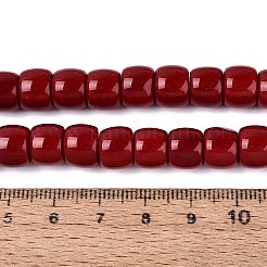 オペークガラスビーズ連売り  コラム  ファイヤーブリック  9.5~10x8mm  穴：1~1.2mm  約45~49個/連  14.17~16.14インチ（36~41cm）&nbsp;GLAA-Q106-02A-B03