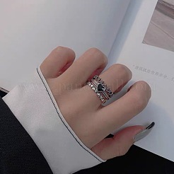 女性用ハート合金エナメルカフオープンリング  プラチナ  内径: 調節可能&nbsp;FS-WG04E89-01