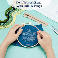 DIYチェンジ巾着刺繍キット  1個のプラスチック刺繡フープを含む  6色糸  1個のジッパーコンポーネント  鉄針3本  2 個のポリエステル生地  仕様  ミックスカラー  48~306x0.8~197x0.4~8mm&nbsp;DIY-WH0325-90