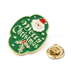 クリスマステーマのエナメルピン  バックパック服用のライトゴールド合金バッジ  サンタクロース  30x23x2mm&nbsp;JEWB-G023-01D