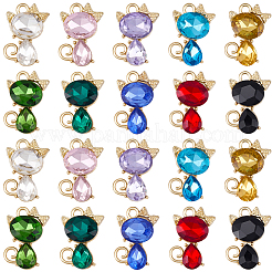 30Pcs 10 Colors Alloy Glass Pendants&nbsp;FIND-BM0001-76