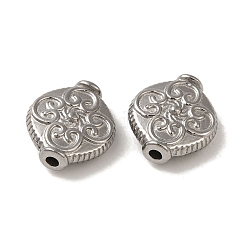 変色しにくい304ステンレススチールビーズ  花と菱形  ステンレス鋼色  12x11x4.5mm  穴：1.6mm&nbsp;STAS-K285-13P