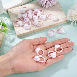 プラスチック製女の子用ヘアアクセサリー10個  ポニーテールホルダー  弾性繊維髪ゴム  ハート  内径：15.5mm&nbsp;OHAR-TAC0011-001A