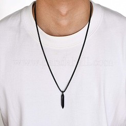 304ステンレススチール製六角形釘型ペンダントベネチアンチェーンネックレス（男性用）  ブラック  23.62インチ（60cm）&nbsp;WG73060-02