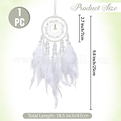 1Pc Natural Gemstone Chips Woven Net/Web with Feather Hanging Ornaments&nbsp;AJEW-CN0005-48A