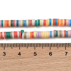 手作り樹脂粘土ビーズ連売り  ディスク/フラットラウンド  ヒシビーズ  カラフル  4~4.5x1~1.2mm  穴：1.6mm  約371~450個/連  17.52~17.72インチ（44.5~45cm）&nbsp;PY-CBA18ED-02E
