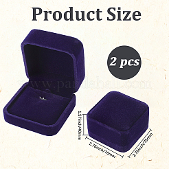 ペンダント用スクエアベルベットジュエリーボックス  ミッドナイトブルー  7x7x4cm&nbsp;CON-WH20013-03B