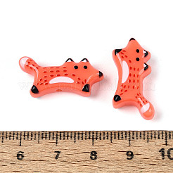 印刷された不透明樹脂ビーズ  キツネ  トマト  11.5x24x6mm  穴：1.4mm&nbsp;RESI-N043-12A