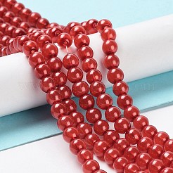 焼き絵用塗料、パール加工ガラスパール、丸ビーズの連  クリムゾン  6mm  穴：1mm  約142個/連  31.89''（81センチメートル）&nbsp;HY-XCP0001-13B