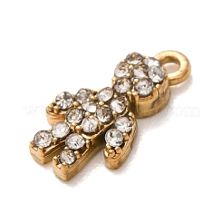 304 Stainless Steel Micro Pave Clear Cubic Zirconia Charms&nbsp;CU-CBAB6EC-05G-01