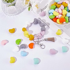 100Pcs Heart Silicone Beads for Keychain Making Cute Silicone Beads Bulk Silicone Bead Kit for Jewelry DIY Craft Making&nbsp;JX310A