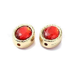 めっき合金ビーズラック  ガラスと  オーバル  ゴールドカラー  レッド  13.5x11.5x8mm  穴：1.6mm&nbsp;PALLOY-Z004-02G-01