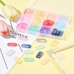 72個12色スプレー塗装透明ガラスコネクタチャーム  カーブ長方形のリンク  ミックスカラー  25x12x6.5mm  穴：1.4mm  6個/カラー&nbsp;GLAA-FS0002-11