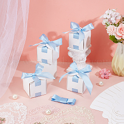 Square Paper Wedding Candy Storage Boxes with Ribbon&nbsp;LS-AJEW-WH0609-744D