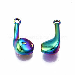 レインボーカラーアロイペンダント  カドミウムフリー＆ニッケルフリー＆鉛フリー  イヤホン  21x9x6mm  穴：1.8mm&nbsp;PALLOY-N163-103-NR