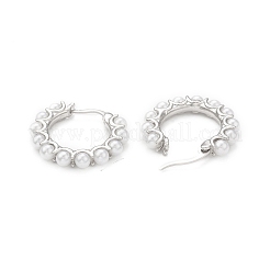 Plastic Imitation Pearl Beaded Hoop Earrings&nbsp;EJEW-G340-01P