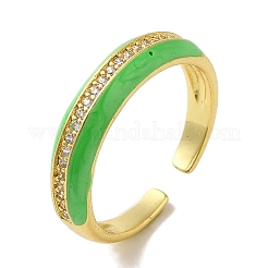 Rack Plating Brass Micro Pave Cubic Zirconia Cuff Rings&nbsp;RJEW-H228-06G