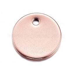 イオンプレーティング（IP）304ステンレススチールスタンピングブランクタグチャーム  フラットラウンド  ローズゴールド  10x1mm  穴：1mm&nbsp;STAS-D167-04RG