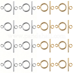 30セット2色304ステンレススチールマンテル  ゴールデン＆シルバー  リング：16.5x12x2mm  穴：3mm  バー：18x7x2mm  穴：3mm  15セット / カラー&nbsp;STAS-SC0021-29