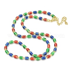 Brass Enamel Column Link Chain Necklaces&nbsp;NJEW-H039-13G