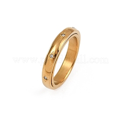 304 Stainless Steel Rhinestone Rotating Finger Rings&nbsp;RJEW-A074-01C-G