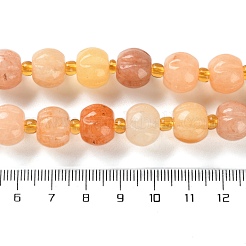 天然の金色のシルク翡翠ビーズ連売り  カボチャ  シードビーズで  8x9.5~10x9.5~10mm  穴：1mm  約35個/連  15.43''（39.2センチメートル）&nbsp;G-B135-B01-02