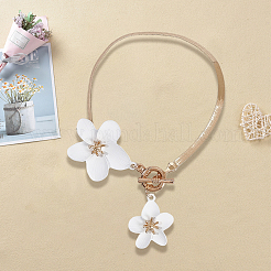 Alloy & Plastic White Flower Charm Anklets for Women&nbsp;AJEW-WH20080-95A