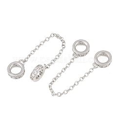Brass Micro Pave Clear Cubic Zirconia Safety Chains&nbsp;KK-H257-01P