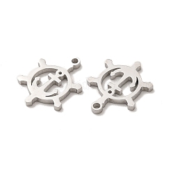 変色しない304ステンレススチールペンダント  アンカー＆ヘルムチャーム  ステンレス鋼色  17x13x1.4mm  穴：1.4mm&nbsp;STAS-M089-43P